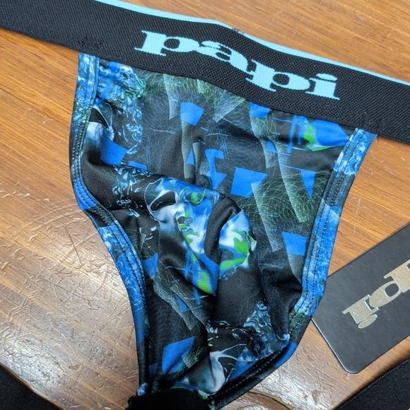 Papi Men’s Blue Patterned Jockstrap - Picture 2 of 5